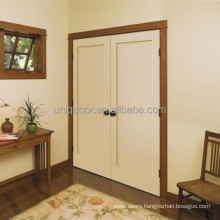 Shaker style double swing solid wood HDF door paint grade